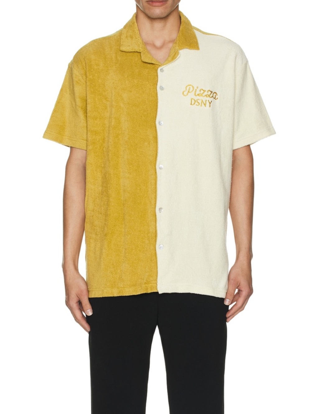 Two-Tone Yellow & Cream Short-Sleeve Shirt
